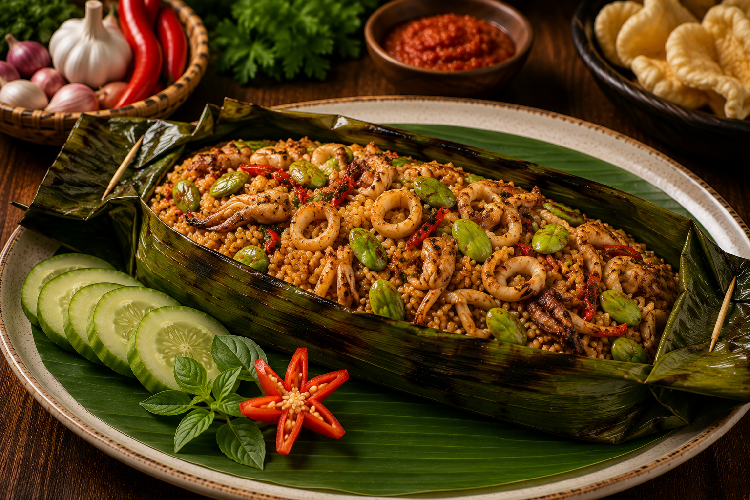 Nasi Bakar Cumi Petai